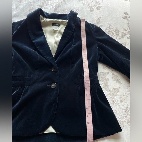 J Crew Eden Navy Blue Velvet Peplum Ruffle Blazer 0 Y2K Office Goth 17306 Work - Picture 4 of 10